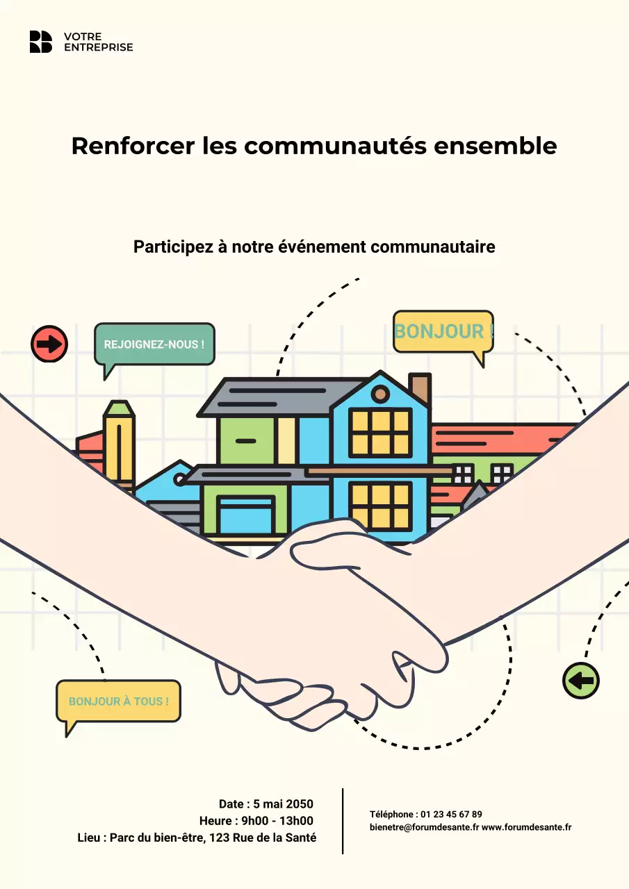 Affiche d'annonce d'événement communautaire beige moderne