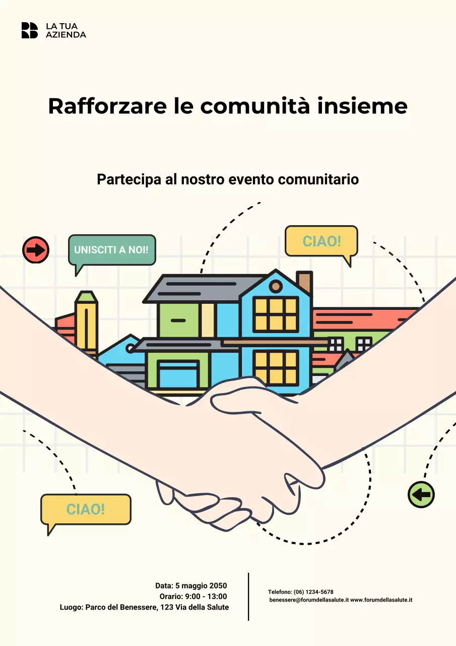 Manifesto beige per l'annuncio dell'evento comunitario moderno