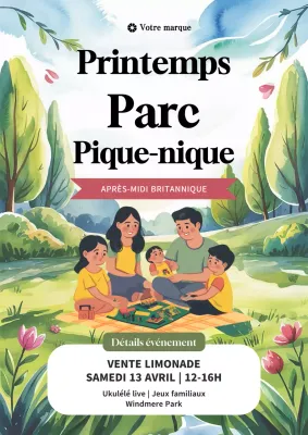 Invitation pique-nique vintage verte