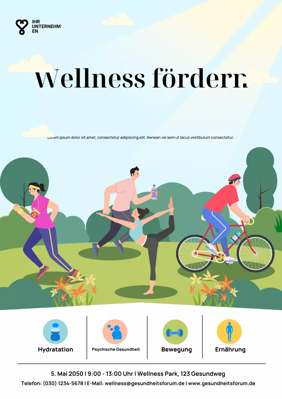 Blaues modernes Wellness-Event-Poster