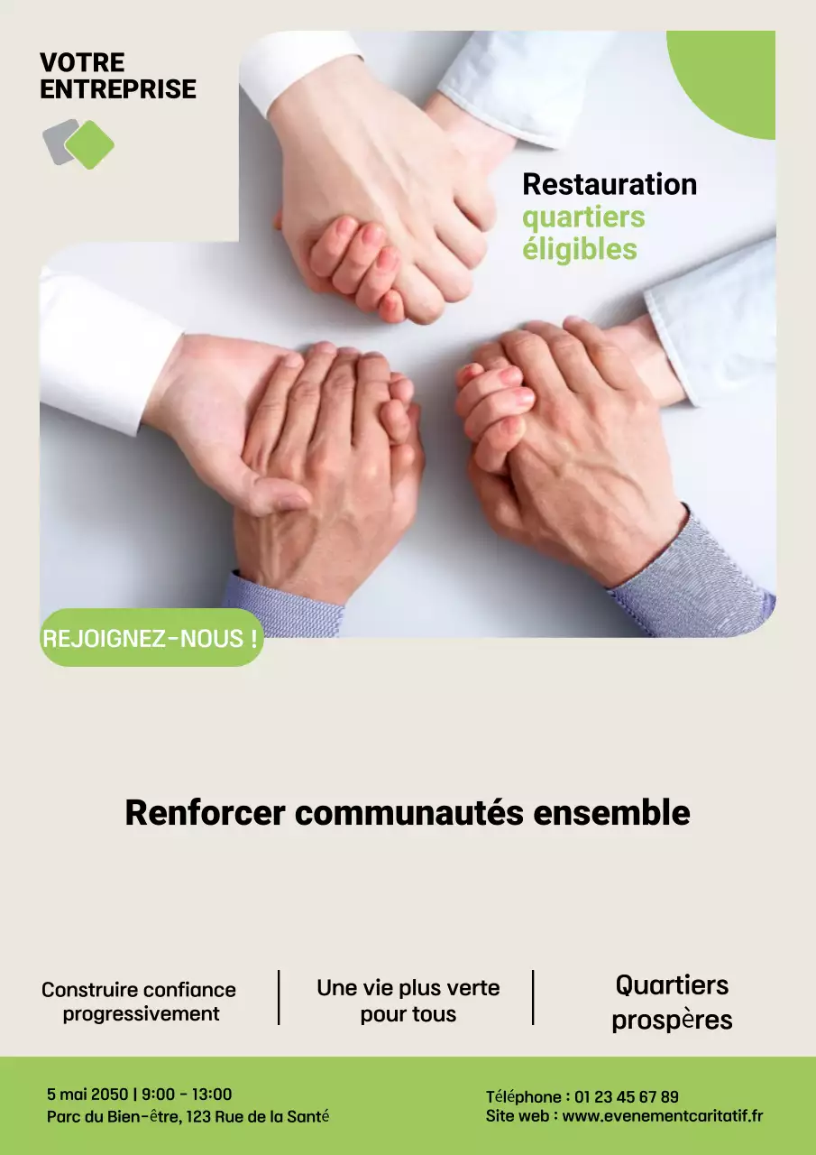 Affiche d'annonce d'événement communautaire beige moderne