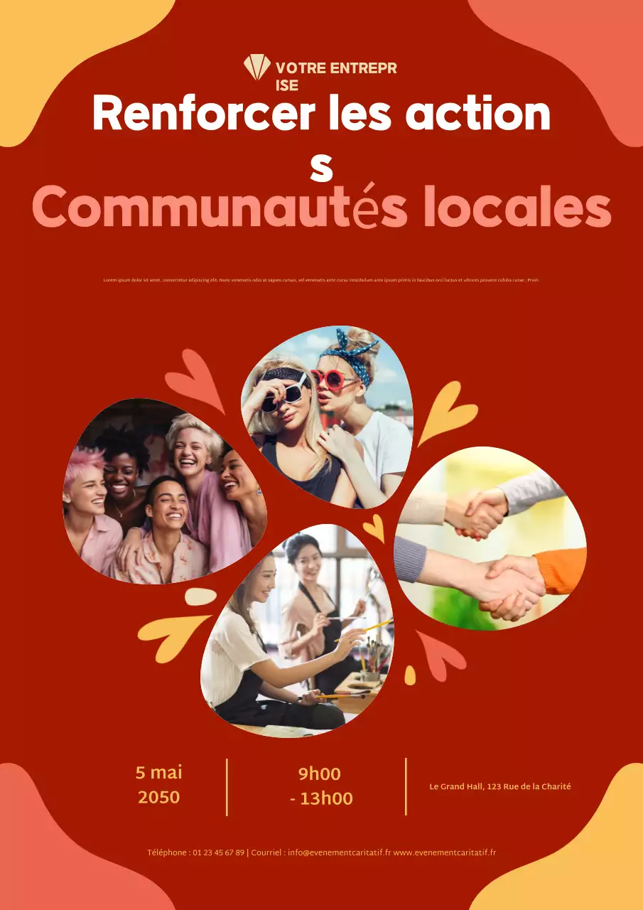 Affiche de promotion d'événement communautaire moderne orange