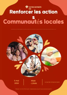 Affiche de promotion d'événement communautaire moderne orange