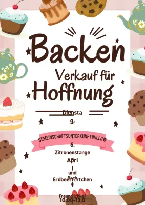 Rosa Retro-Kuchenverkauf-Ankündigung