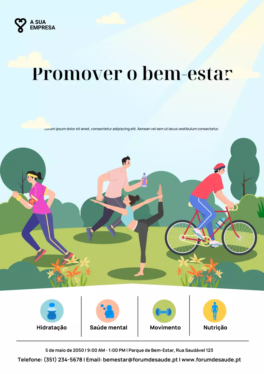 Cartaz de evento de bem-estar moderno azul