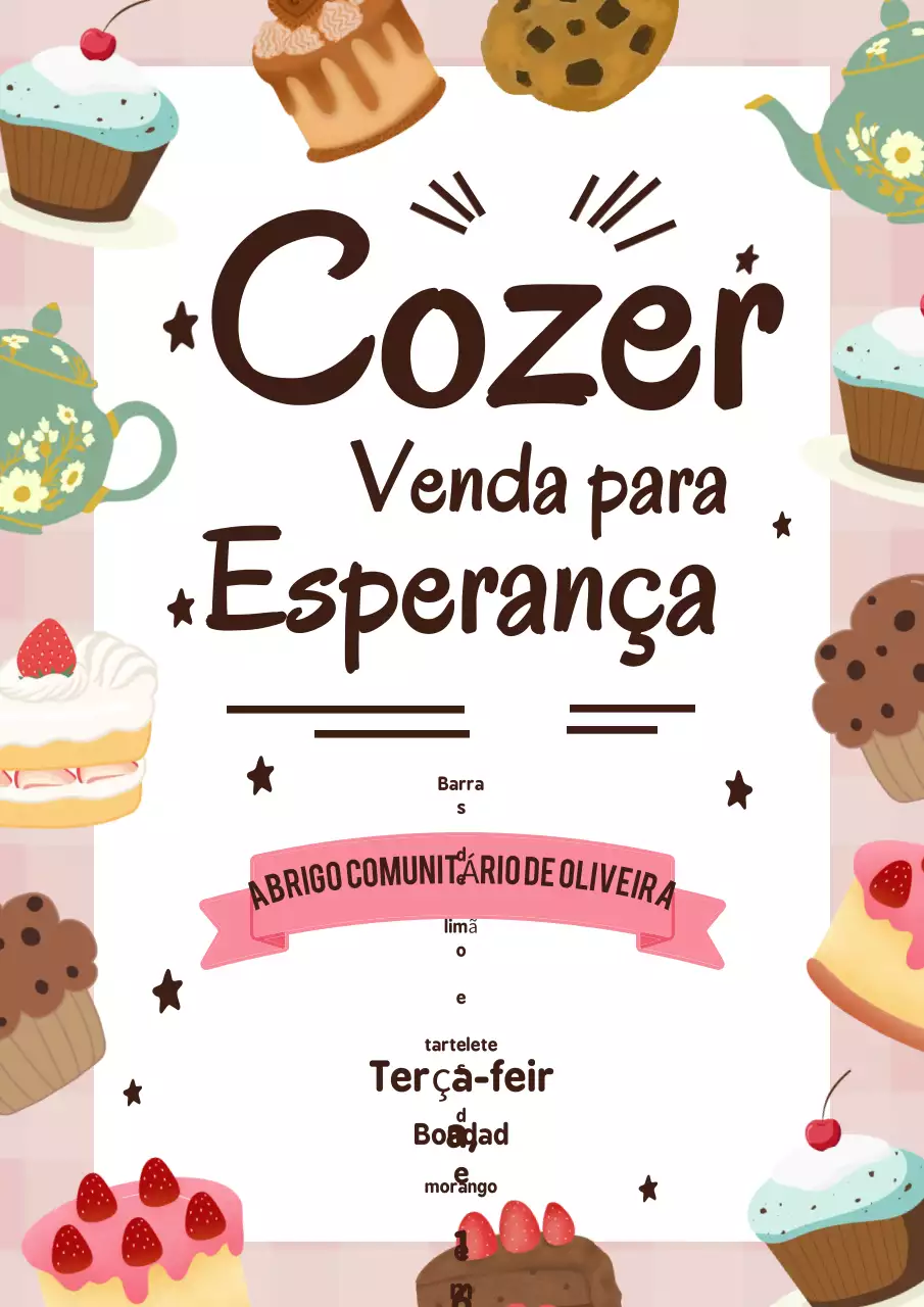 Anúncio de venda de bolos retrô rosa