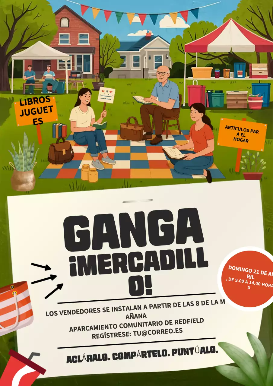 Promoción de venta de garaje retro verde