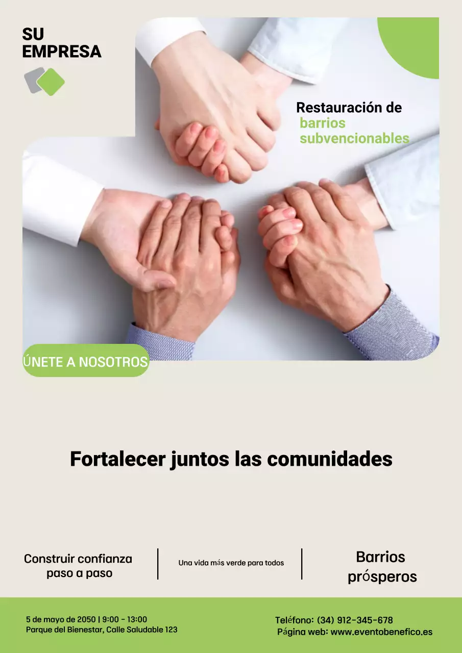Cartel de anuncio de evento comunitario moderno en beige