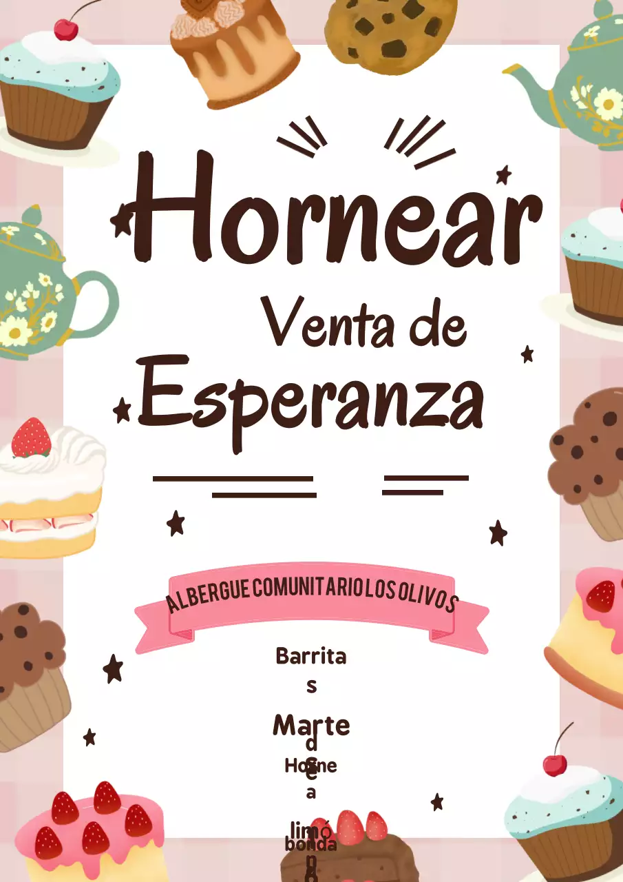 Anuncio de venta de pasteles retro rosa