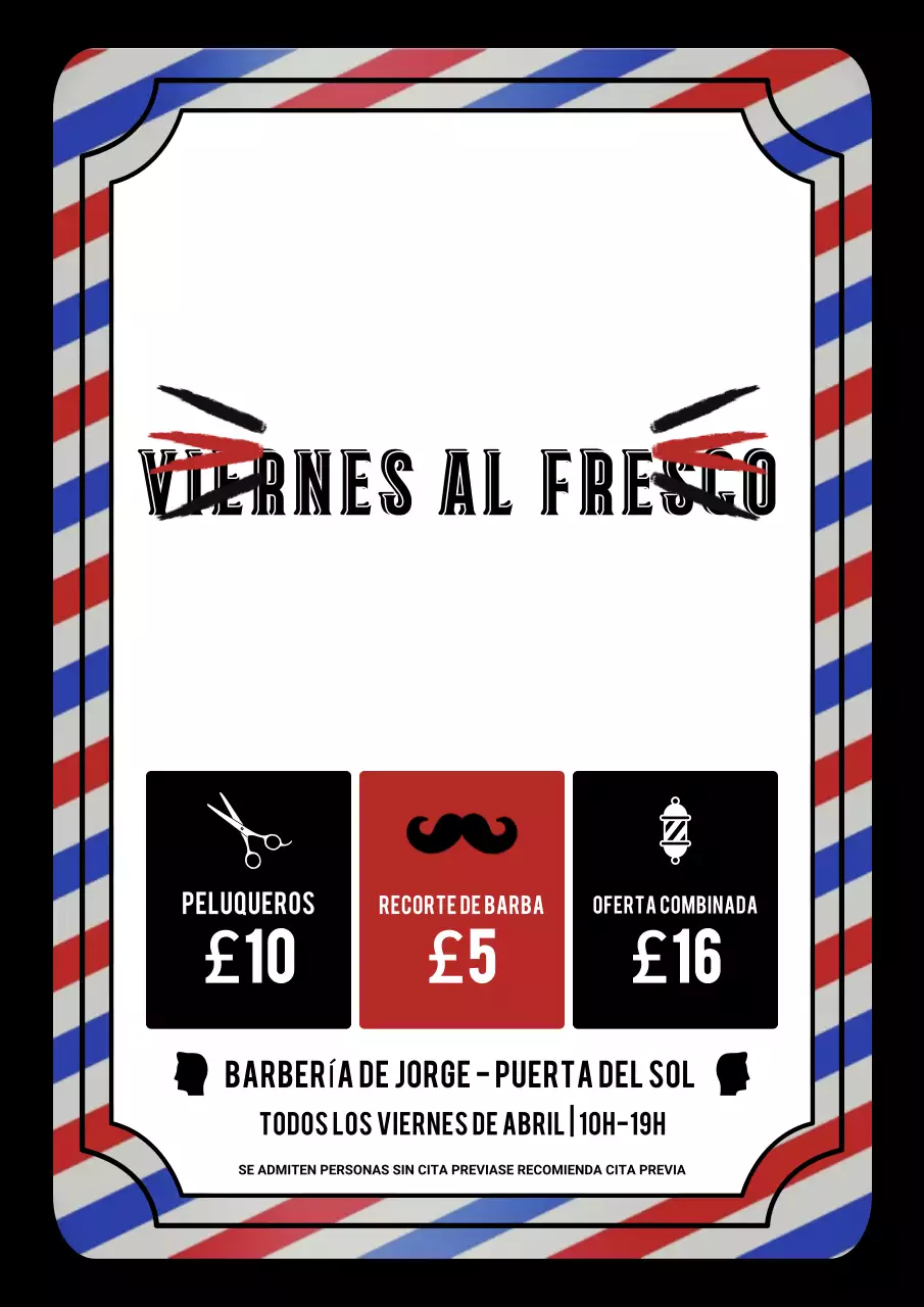 Promoción de barbería clásica roja