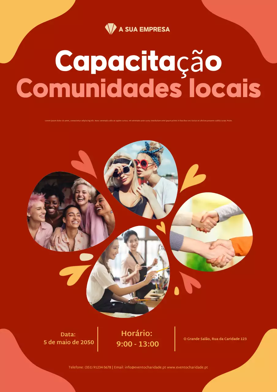Cartaz de promoção de evento comunitário moderno laranja