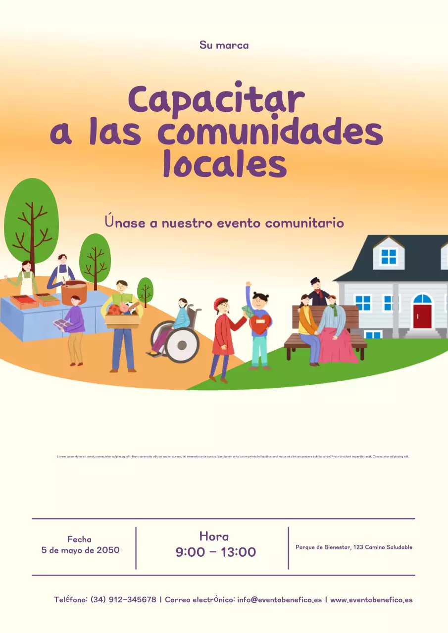 Cartel de invitación a un evento comunitario moderno de Orange