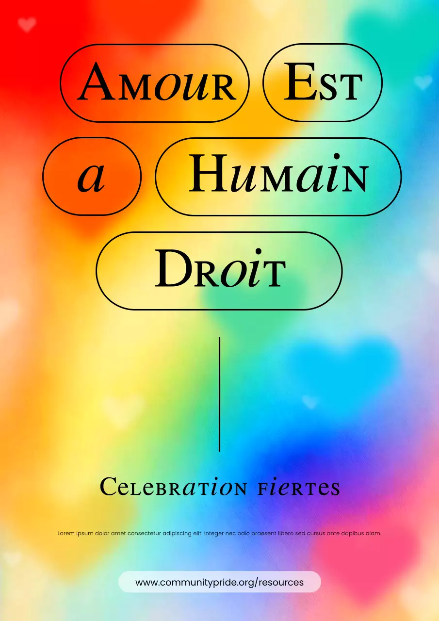 Affiche d'amour et de fierté audacieuse avec dégradé arc-en-ciel