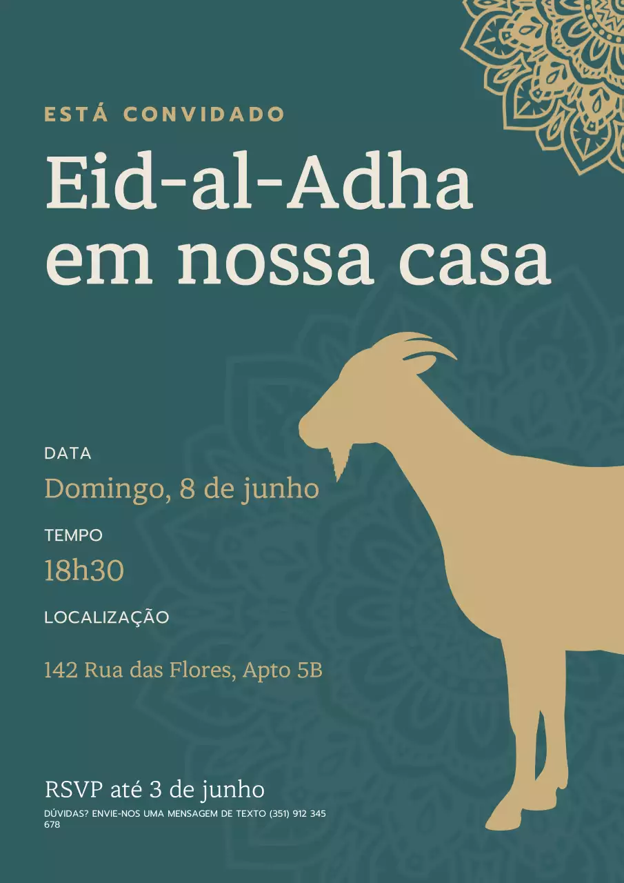 Cartaz de convite tradicional para festas em azul-petróleo