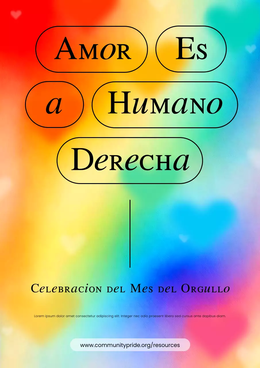 Póster de orgullo y amor con degradado de arcoíris