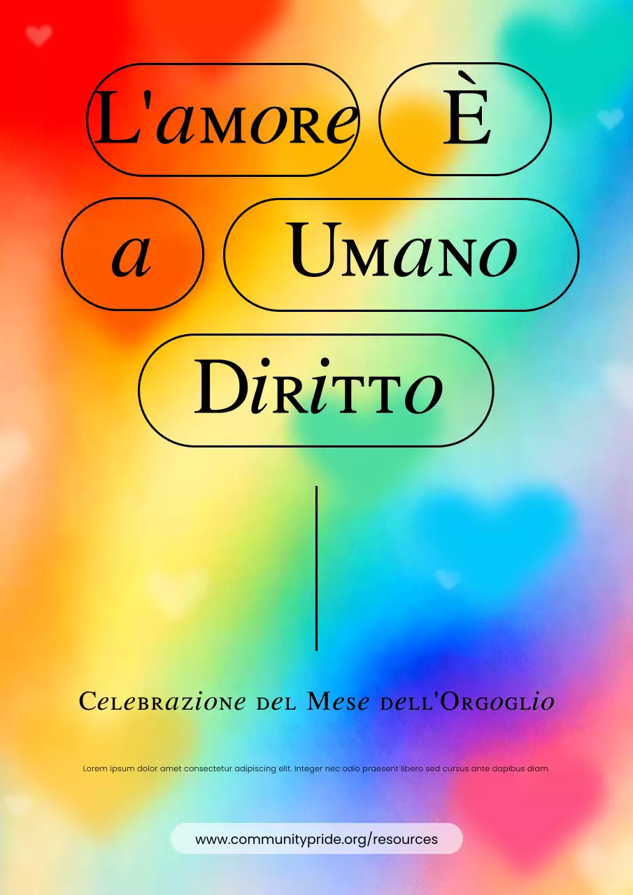 Poster con sfumatura arcobaleno e audace orgoglio e amore
