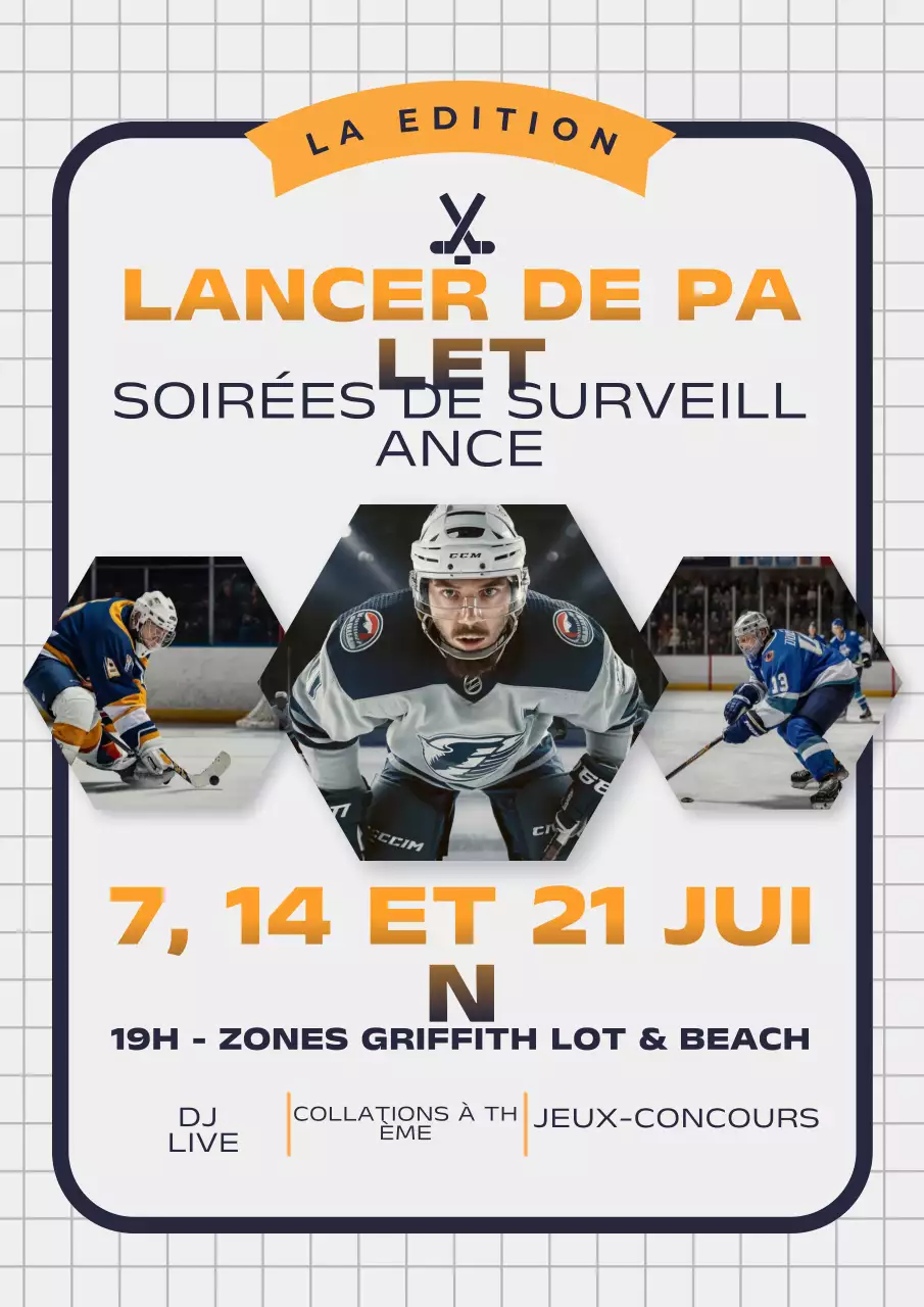 Affiche de promotion d'événement de hockey moderne