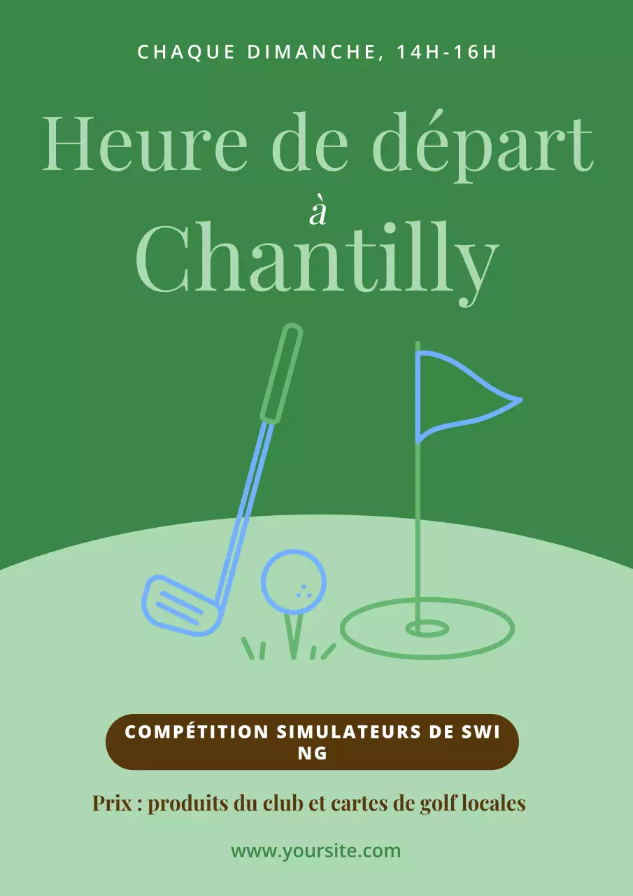 annonce d'un événement de golf minimaliste vert