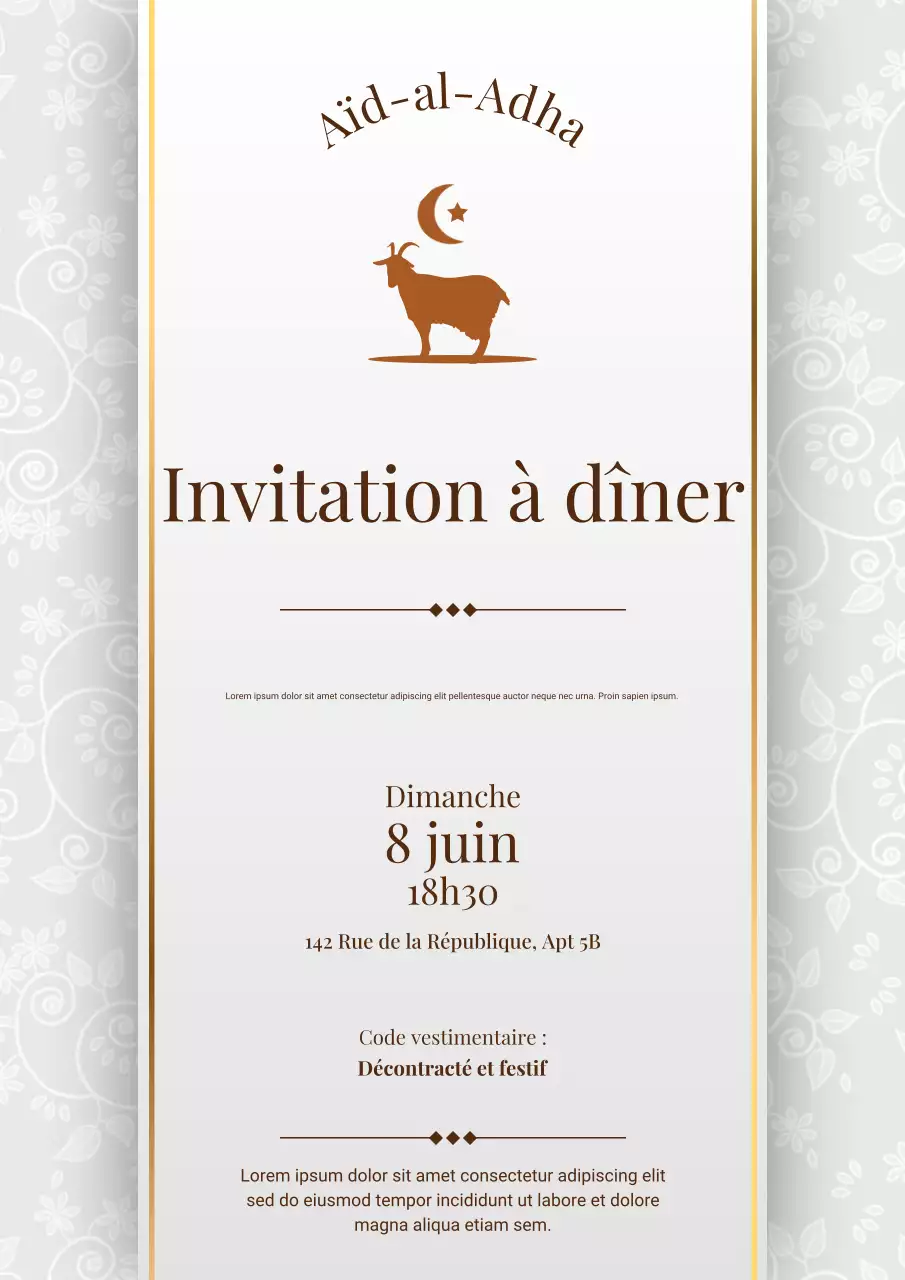 Affiche web d'invitation à l'Aïd el-Adha