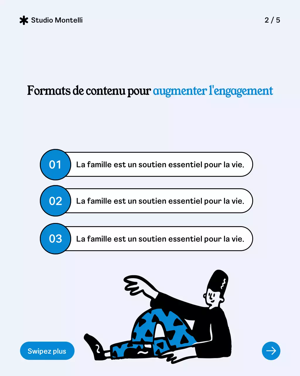 Publication Instagram du guide du public moderne bleu