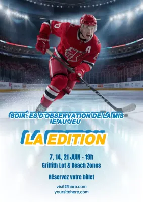 Affiche d'annonce de l'événement de hockey moderne bleu