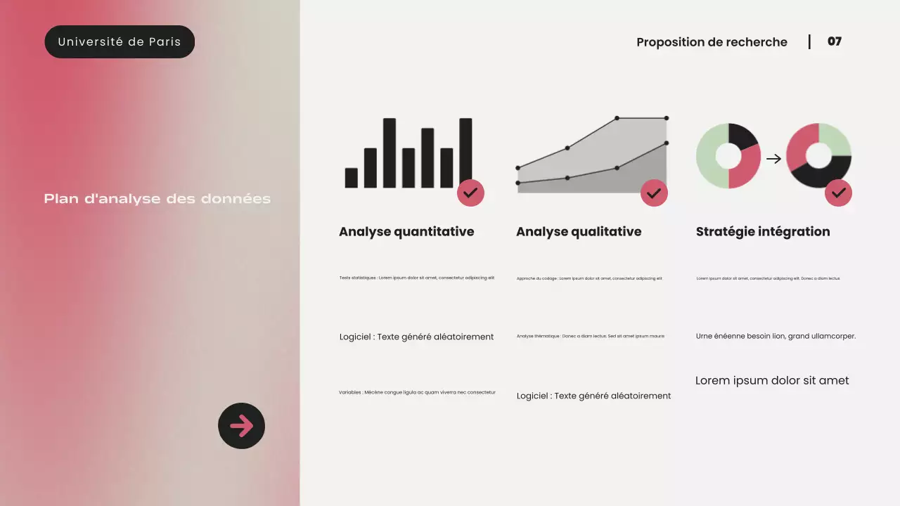 Présentation d'une proposition de recherche moderne avec un dégradé rose simple