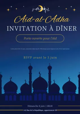Affiche d'invitation RSVP pour l'Aïd al-Adha