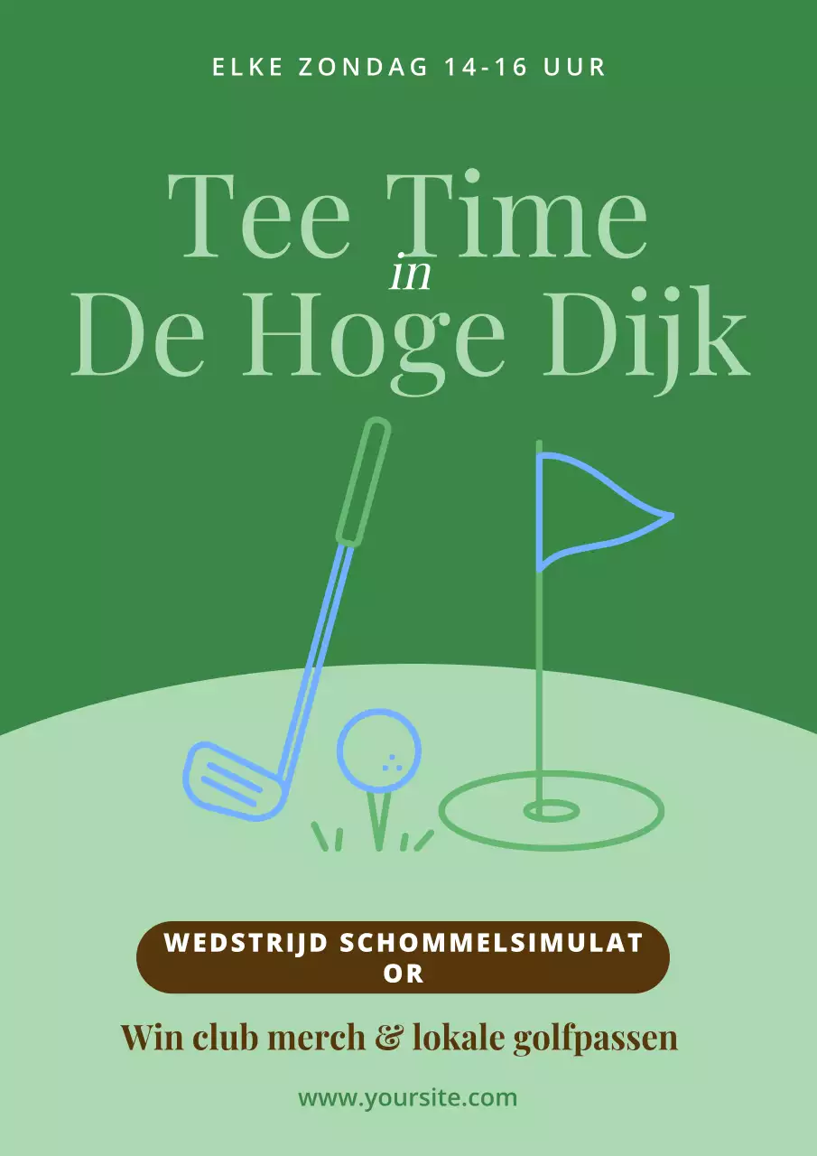 aankondiging van een groen minimaal golfevenement