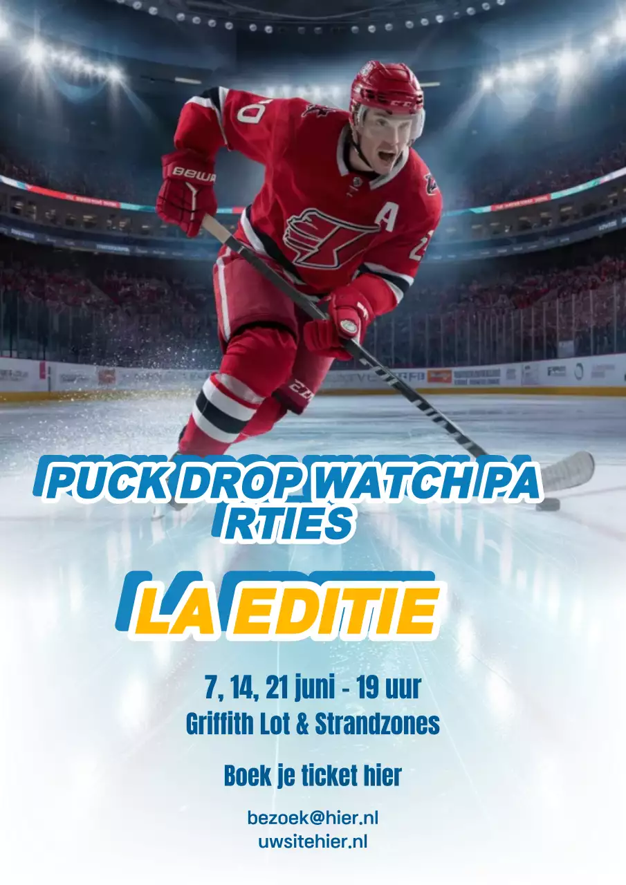 Poster voor aankondiging van Blue Modern Hockey-evenement