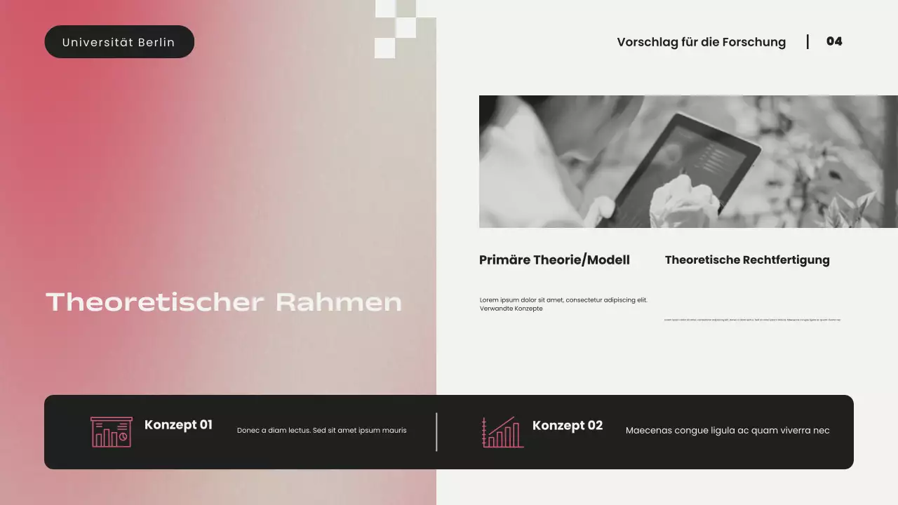 Einfacher moderner Forschungsvorschlag mit rosa Farbverlauf Präsentation