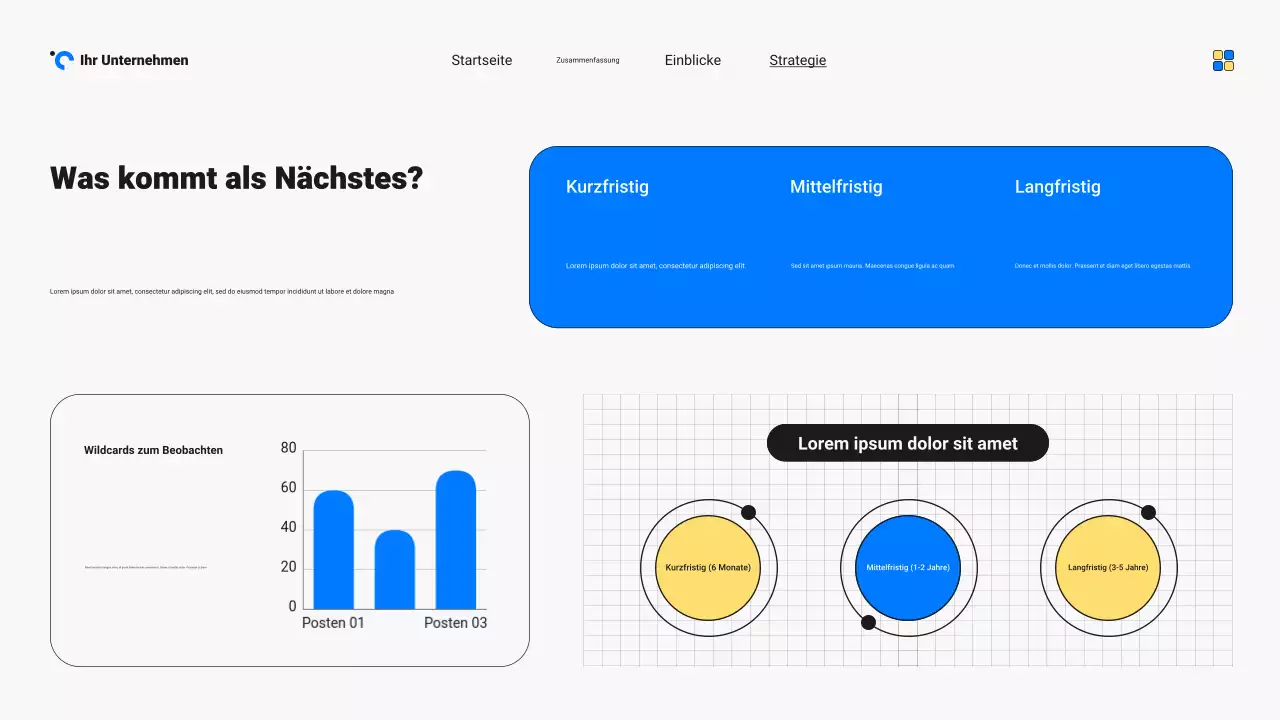Blau und Gelb - Präsentation des modernen Markttrendberichts