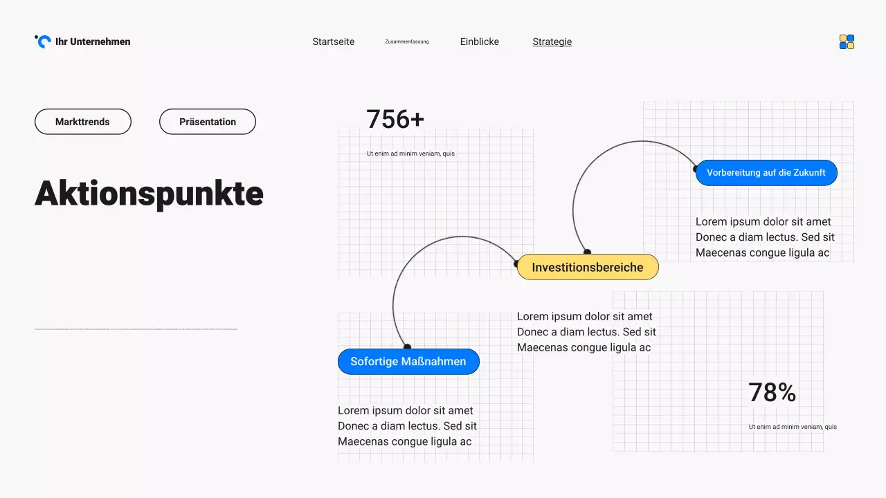 Blau und Gelb - Präsentation des modernen Markttrendberichts