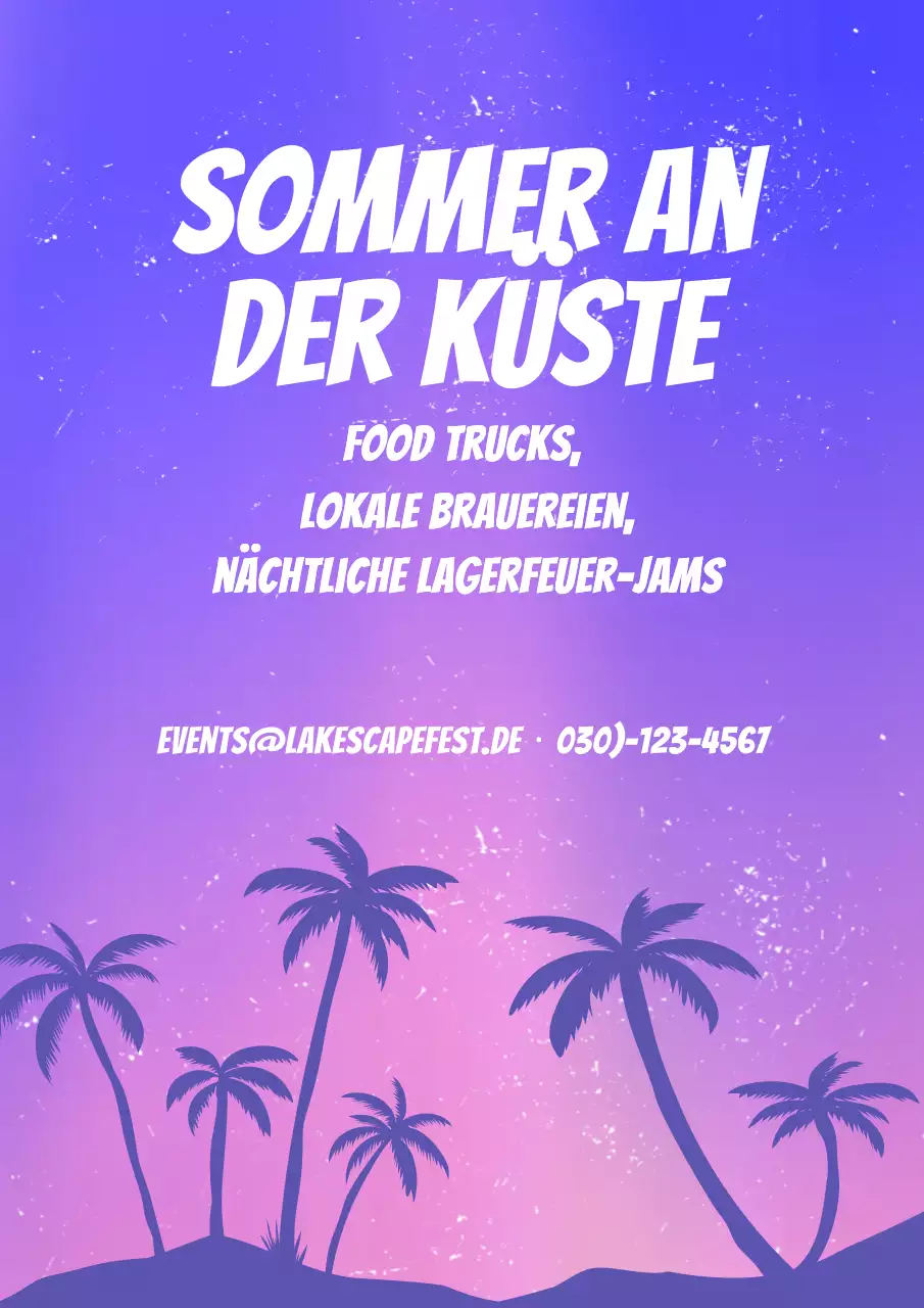 Lila Retro-Sommer-Event-Werbeplakat