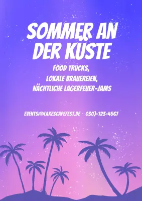 Lila Retro-Sommer-Event-Werbeplakat