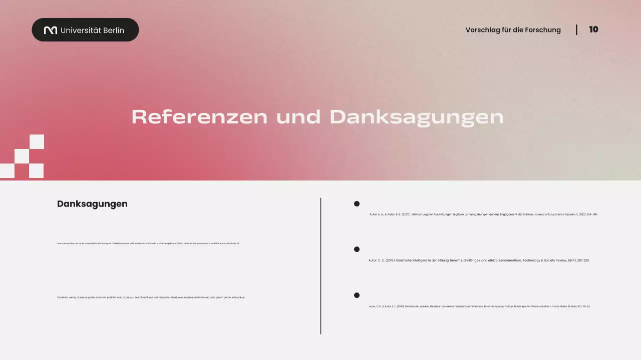 Einfacher moderner Forschungsvorschlag mit rosa Farbverlauf Präsentation