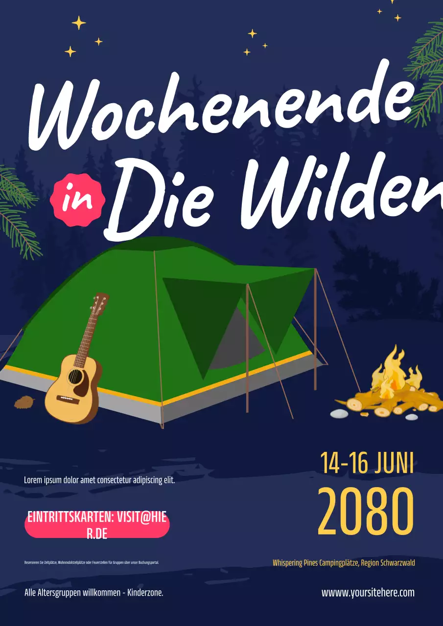 Grünes rustikales Camping-Event-Poster
