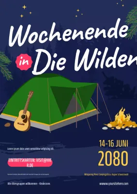 Grünes rustikales Camping-Event-Poster