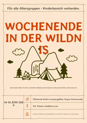 Beige rustikale handgezeichnete Camping-Event-Ankündigung Poster