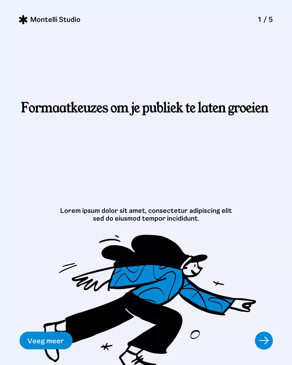 Blauwe moderne publieksgids Instagram-post