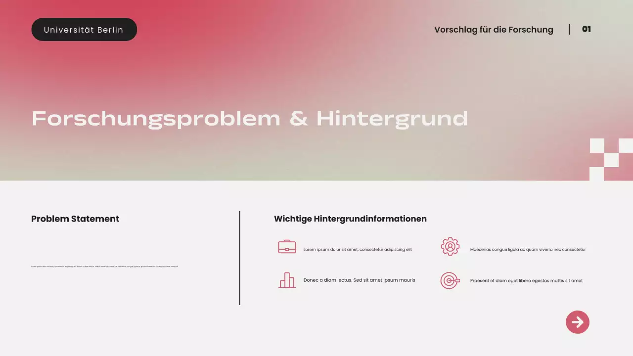 Einfacher moderner Forschungsvorschlag mit rosa Farbverlauf Präsentation