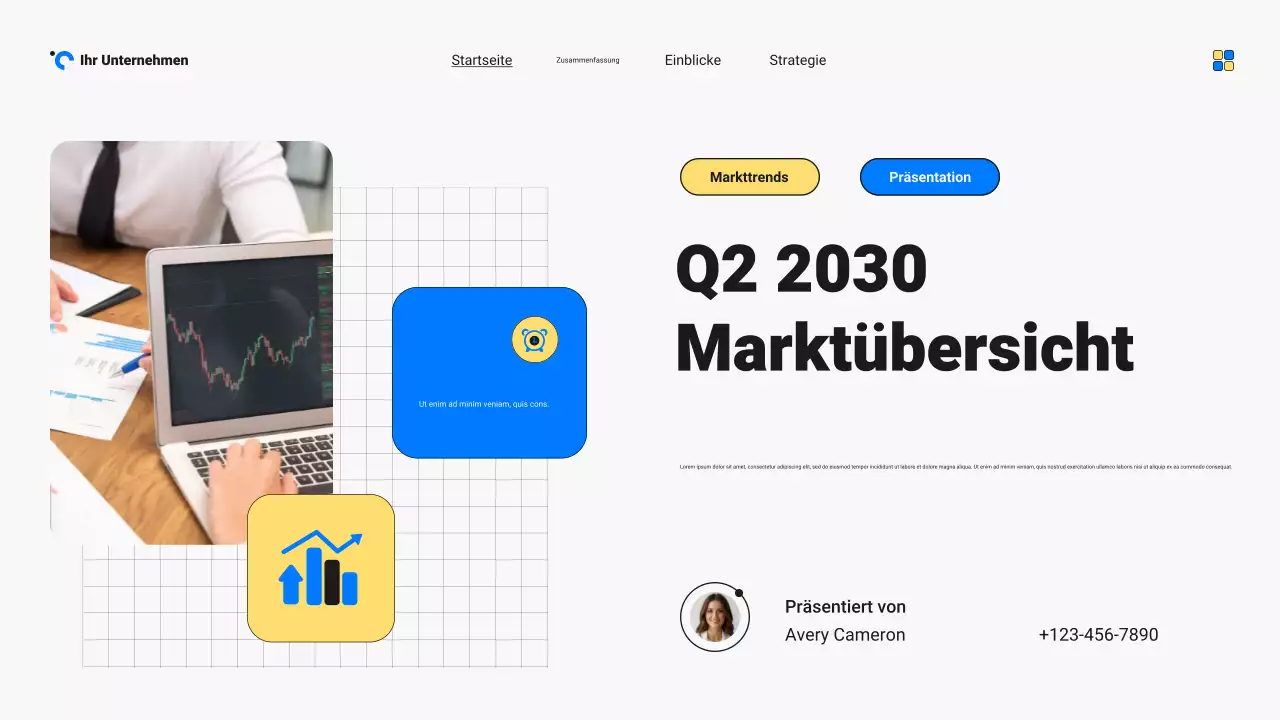 Blau und Gelb - Präsentation des modernen Markttrendberichts