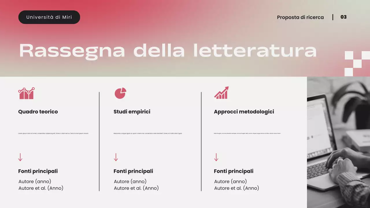 Presentazione di una proposta di ricerca moderna con sfumatura rosa semplice