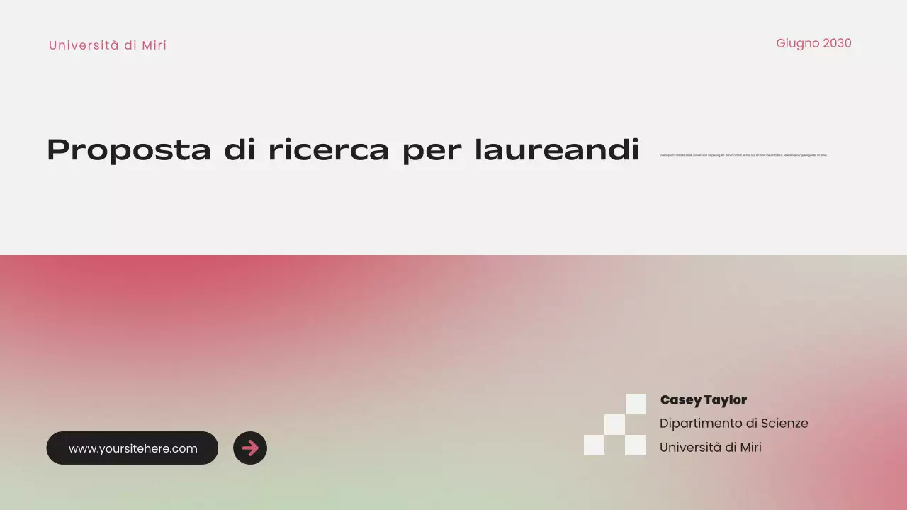 Presentazione di una proposta di ricerca moderna con sfumatura rosa semplice