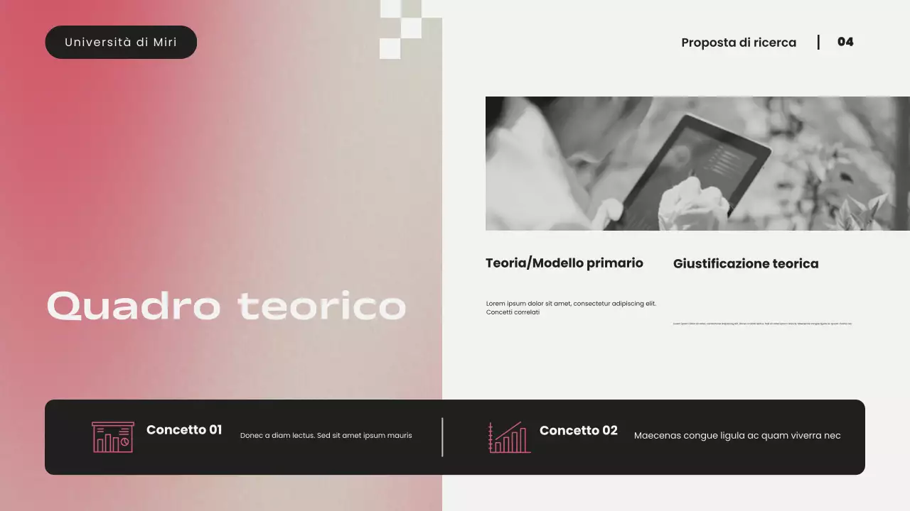 Presentazione di una proposta di ricerca moderna con sfumatura rosa semplice