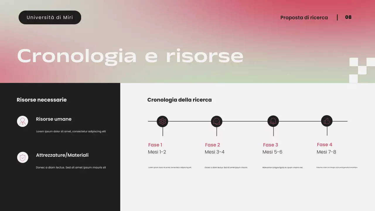 Presentazione di una proposta di ricerca moderna con sfumatura rosa semplice