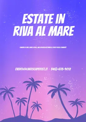 Manifesto promozionale dell'evento estivo retrò viola