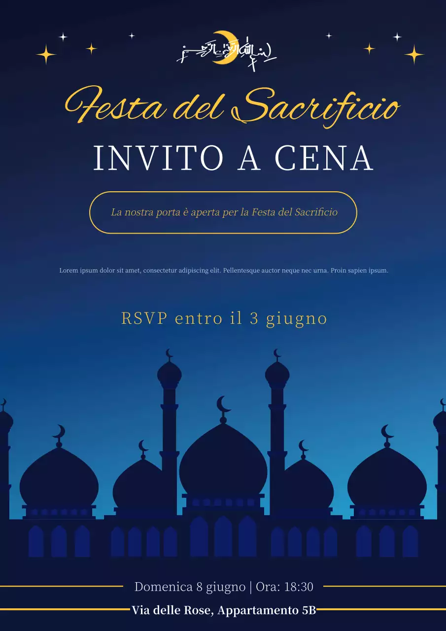 Poster RSVP per l'invito all'EID-AL-ADHA