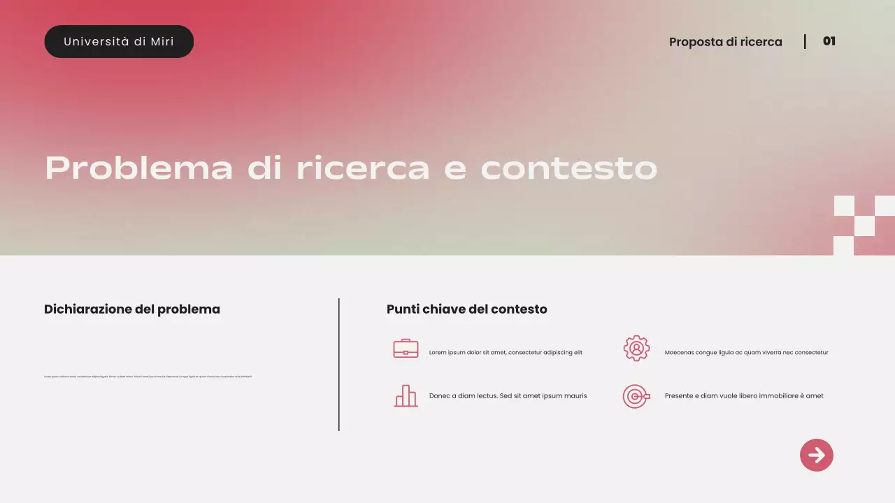 Presentazione di una proposta di ricerca moderna con sfumatura rosa semplice