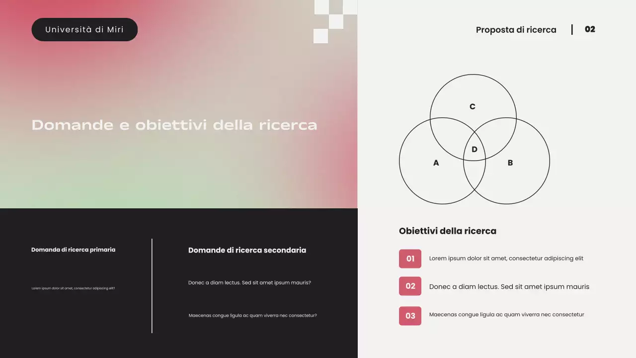 Presentazione di una proposta di ricerca moderna con sfumatura rosa semplice