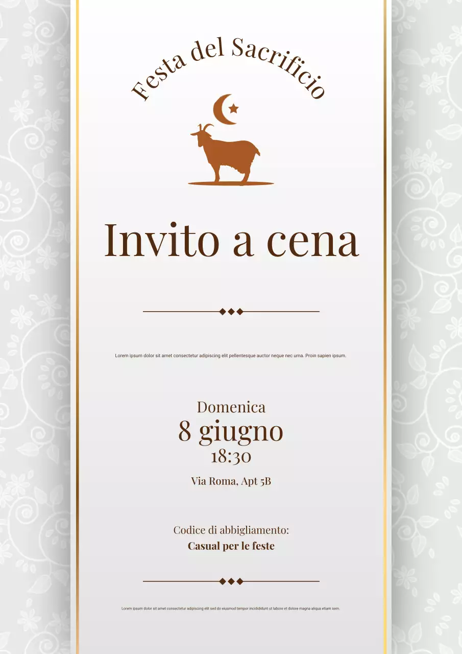 Poster web dell'invito per l'Eid Al Adha